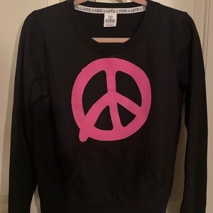 VINTAGE Victoria Secret PINK black PEACE sweatshirt sz M